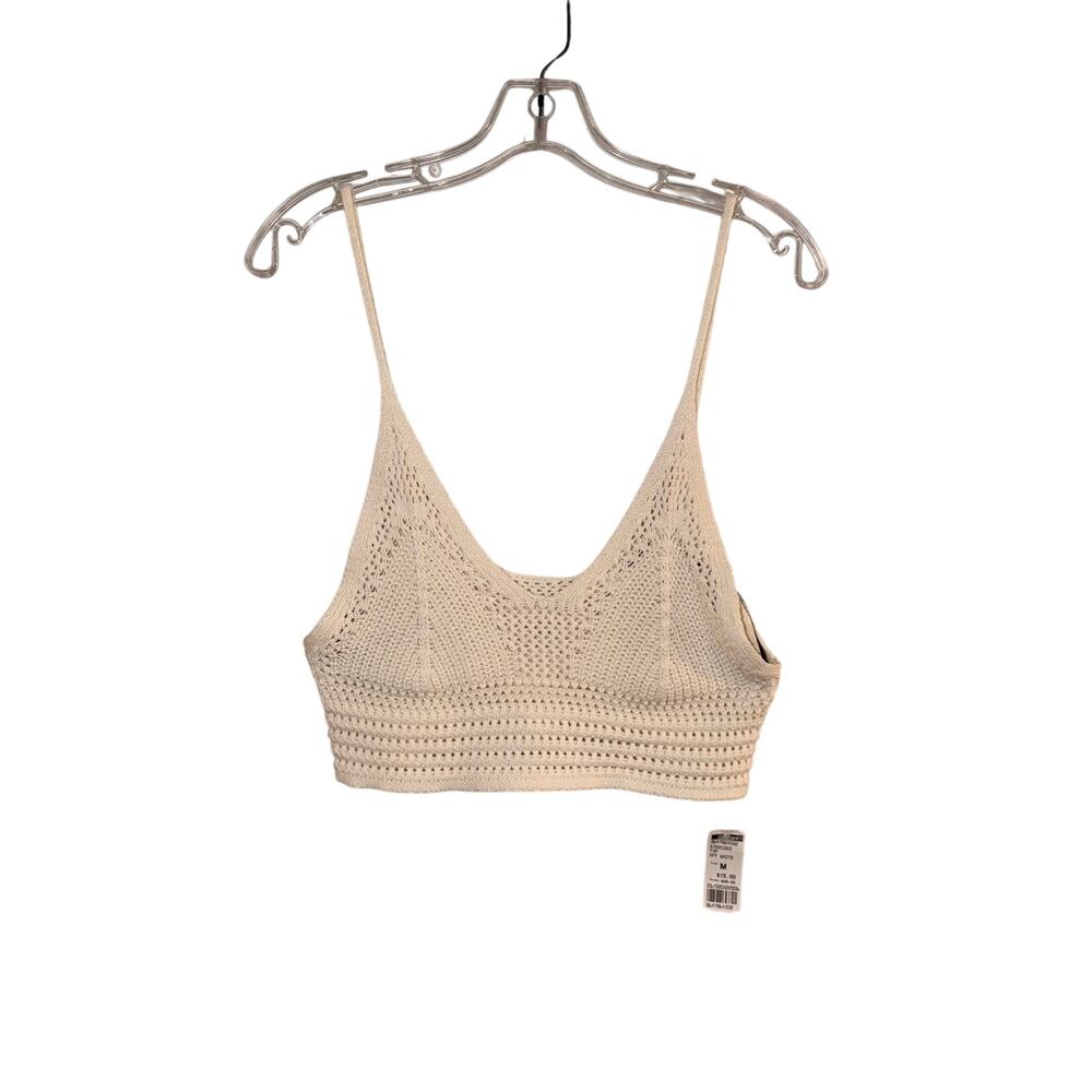Double Zero Women’s Crochet Bralette Crop Top Size M Off White NWT Boho